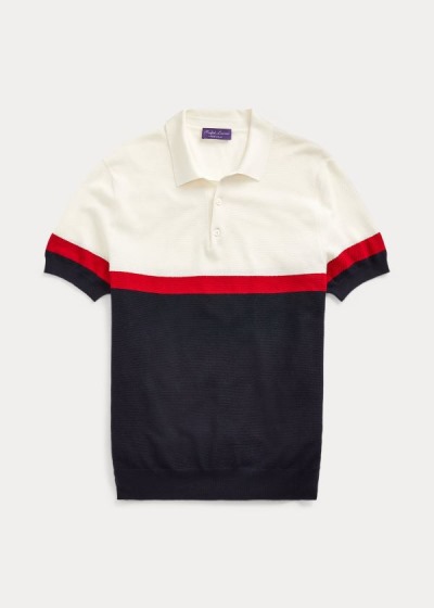 Ralph Lauren Silk-Blend Polo-Collar Striktrøje Herre Danmark (OWYRD3402)